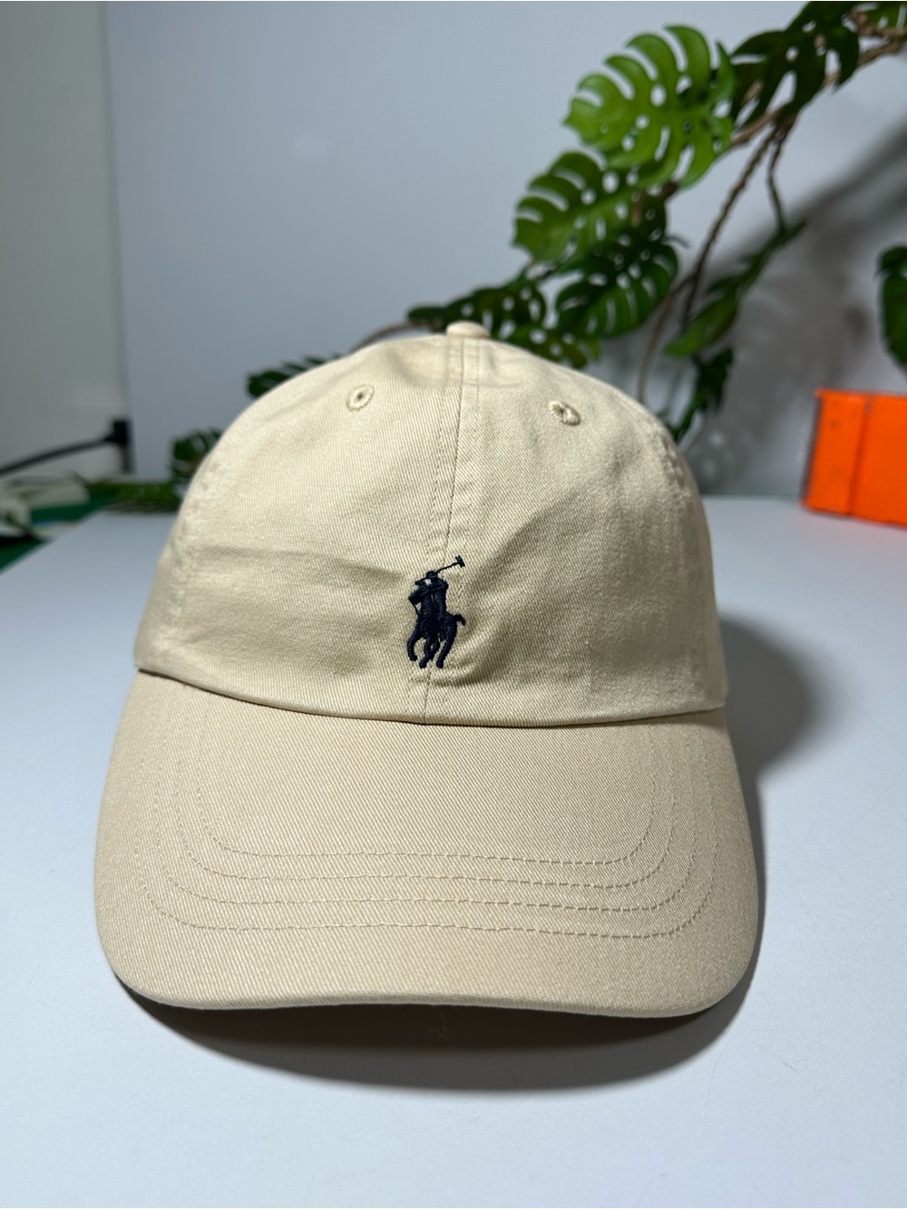 Polo by Ralph Lauren Beige Cap with Navy Pony